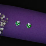 CZ Floral studs in White Gold