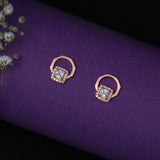 Diamond cut Circle With CZ Diamond studs in Rose Gold