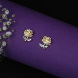 Elegant Rose Earring with Zircons - Gold