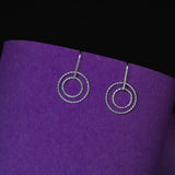 Fancy Circle Dangle Earrings White Gold