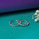 Braid Toe Ring in White Gold