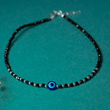 Mystic Evil Eye Black Beaded Anklet