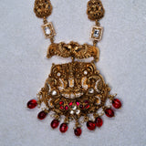 Deep Nakas Vijayalakshmi Cz Studed In Pink Kundan Long Necklace 24kt Gold polish