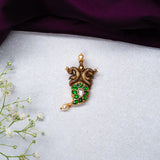 Green Leaf Plokis Deep Nakas in 24kt Gold Polish Pendants With Earings