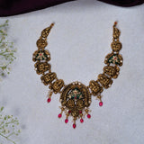 Deep Nakas Green Kundan With Moissanite in Short Necklace Gold Polish