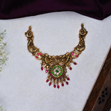 Deep Nakas Peacock Green Kundan And Red Polkis 24kt Gold Polish