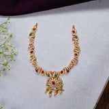 Navarathan Stones With Cz Studed Short Necklace 18kt Gold Polish