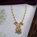 Peacock in Cz Studed With Green Kundan Short Neacklace 18kt Gold Polish