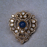 Blue Sapphire Stone in mossinatie Pendant With Earrings 18kt Gold Polish