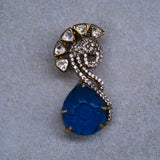 Blue Sapphire Pendant With Earrings in Mossinaite 18kt Gold Polish