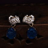 Blue Sapphire Pendant With Earrings in Mossinaite 18kt Gold Polish