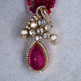 Pink Sapphire Pendant With Earrings in Mossinaite 18kt Gold Polish