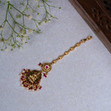 Deep Nakas Lakshmi With Red Poliks Maangtikka 24kt Gold Polish