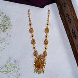 Padmavathi Necklace with Green stones in 24kt Antique Gold polish