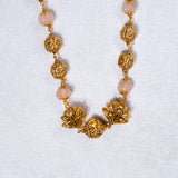 Pink Pumpkin beads Long Necklace 24 kt Gold Polish
