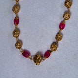 Deep Nakas Red Ruby Long Necklace 24kt Gold Polish