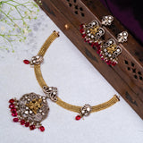 Lakshmi Victorian  Attiagi Short Necklace With Earrings 18kt Gold Polish