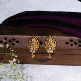 Annapoorneshwari Deep Nakas With Moissanite in 24kt Gold Plated Studs