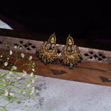 Deep Nakas Chandbali With Maroon And Blue polkis Earrings 24kt Gold Polish