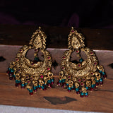 Deep Nakas Chandbali With Maroon And Blue polkis Earrings 24kt Gold Polish