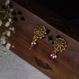 Deep Nakas Sunflower Studs in 24kt  Gold Polish