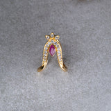 Cz Studed 3 Leafs Pink Vanki Ring 18kt Gold Polish