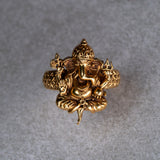 Deep Nakas Ganapathi Ring in 24kt Gold polish