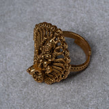 Deep Nakas Lakshmi With Peacock Ring 24kt Gold polish