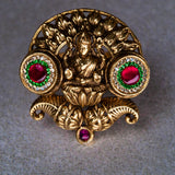 Deep Nakas Laksmi With Pink Kundan Ring 24kt Gold Polish