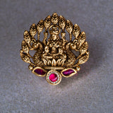 Deep Nakas Lakshmi in Peacock With Pink Kundan 24kt Gold Polish