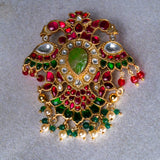 Gandaberunda With Multicolour Kundan Long Necklace 24kt Gold polished