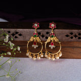 Parrot With pink kundan Chandbali Earrings 24kt Gold Polish