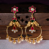 Parrot With pink kundan Chandbali Earrings 24kt Gold Polish