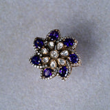 Purple Stone Studed With mossianite Victorian Ring