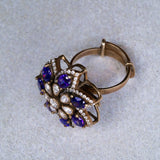 Purple Stone Studed With mossianite Victorian Ring