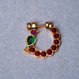 Deep Nakas Red Kundan Studed Nosepin 24kt Gold polish