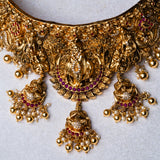 Deep Nakas Krishna With Pink Kundan Cz Short Necklace in 24kt Gold Polish