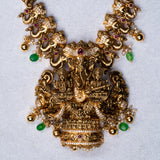 Deep Nakas Ganesha With Cz Studed Long Necklace in 24kt Gold Polish