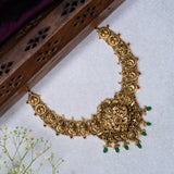 Deep Nakas Sunflower in CZ Studed with Green Polkis Short Necklace 24kt Gold Polish