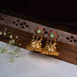 Deep Nakas Multi colour Kundan With Moissanite Jhumkas in 24kt Gold polish