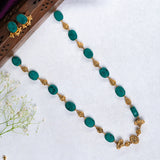 Deep Nakas Green Turquoise Stones Necklace With Earrings in 24kt Antique Gold Polish