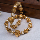 Deep Nakas With Pearls 24kt Gold Plated Bangales