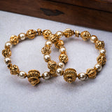 Deep Nakas With Pearls 24kt Gold Plated Bangales