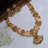 Dashavatara Necklace With Earrings in 24kt Gold polish