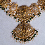 Dashavatara Necklace With Earrings in 24kt Gold polish