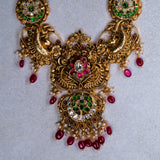 Deep Nakas Multi Colour Kunadn With Red Poliks Long Necklace 24kt Gold Polish