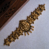 Deep Nakas Lakshmi dual-color Kundan With Peacock Choker in 24kt Antique Gold polish