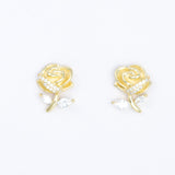 Elegant Rose Earring with Zircons - Gold