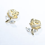 Elegant Rose Earring with Zircons - Gold