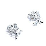 Elegant Rose Earring with Zircons - White Gold